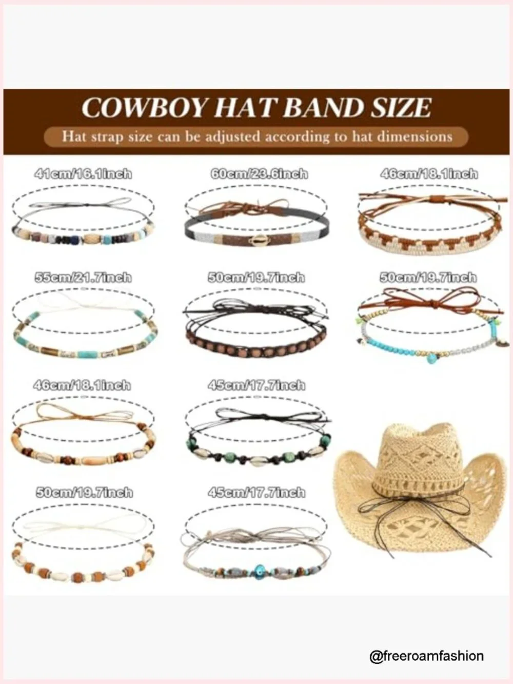 Braided Cowboy Hat Bands 10-Pack Western Hat Belts Replacement